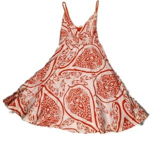Maeve by Anthropologie Spaghetti Strap Sundress Orange/Cream Size 6